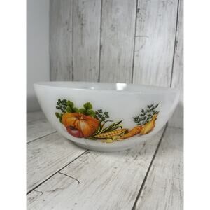 Termo-Rey Mixing Bowl 1203 White Milk Glass Vegetable Pattern Spice Of Life